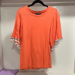 Wrangler Orange 3/4 Sleeve Ruffled Blouse